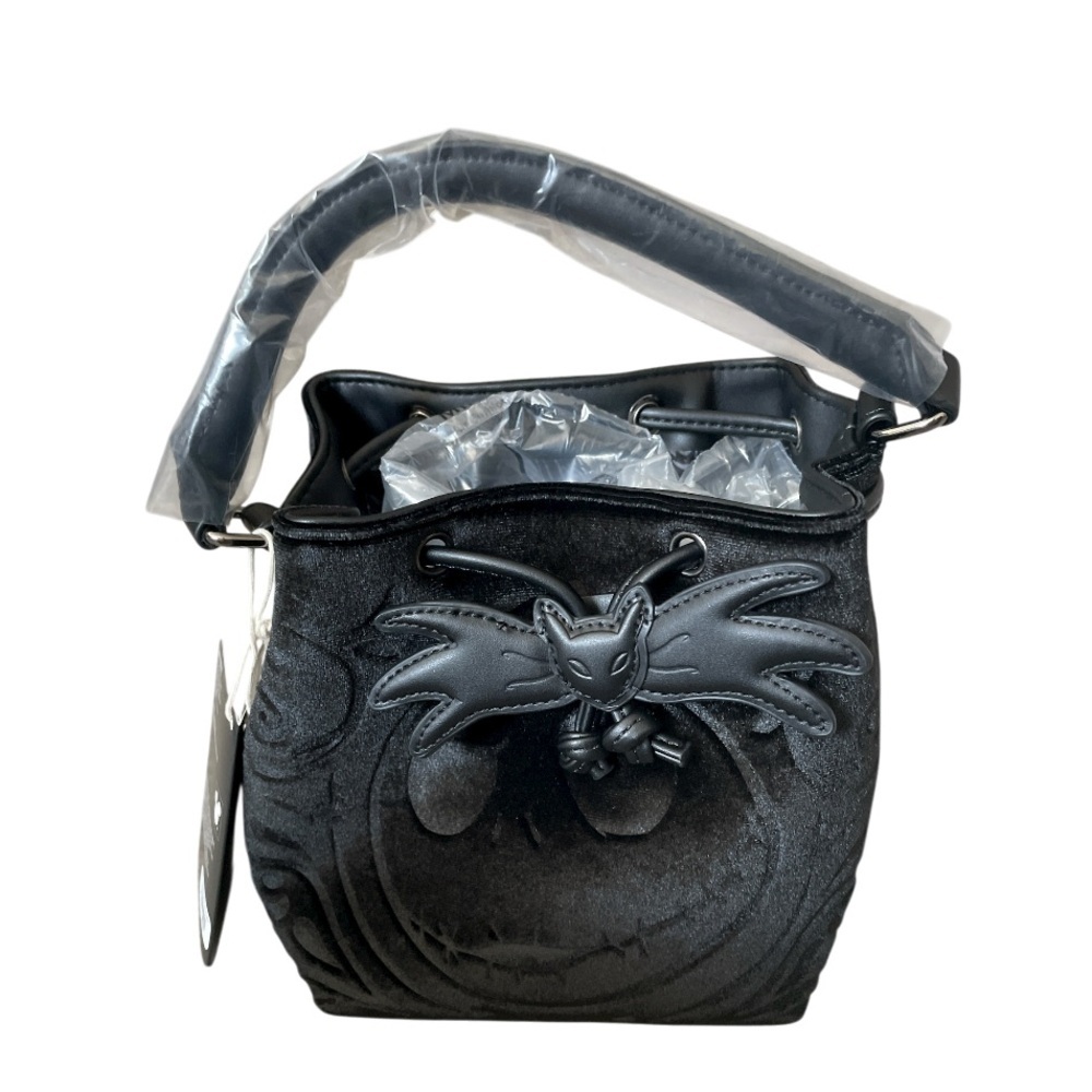 Loungefly Disney Jack Skellington Bow Tie Velvet Bucket Bag - Picture 2 of 4